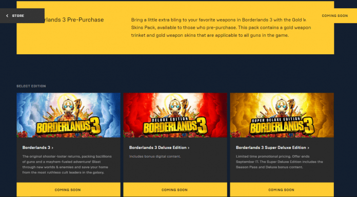 Borderlands 3 - Coming Soon - Epic Games Store