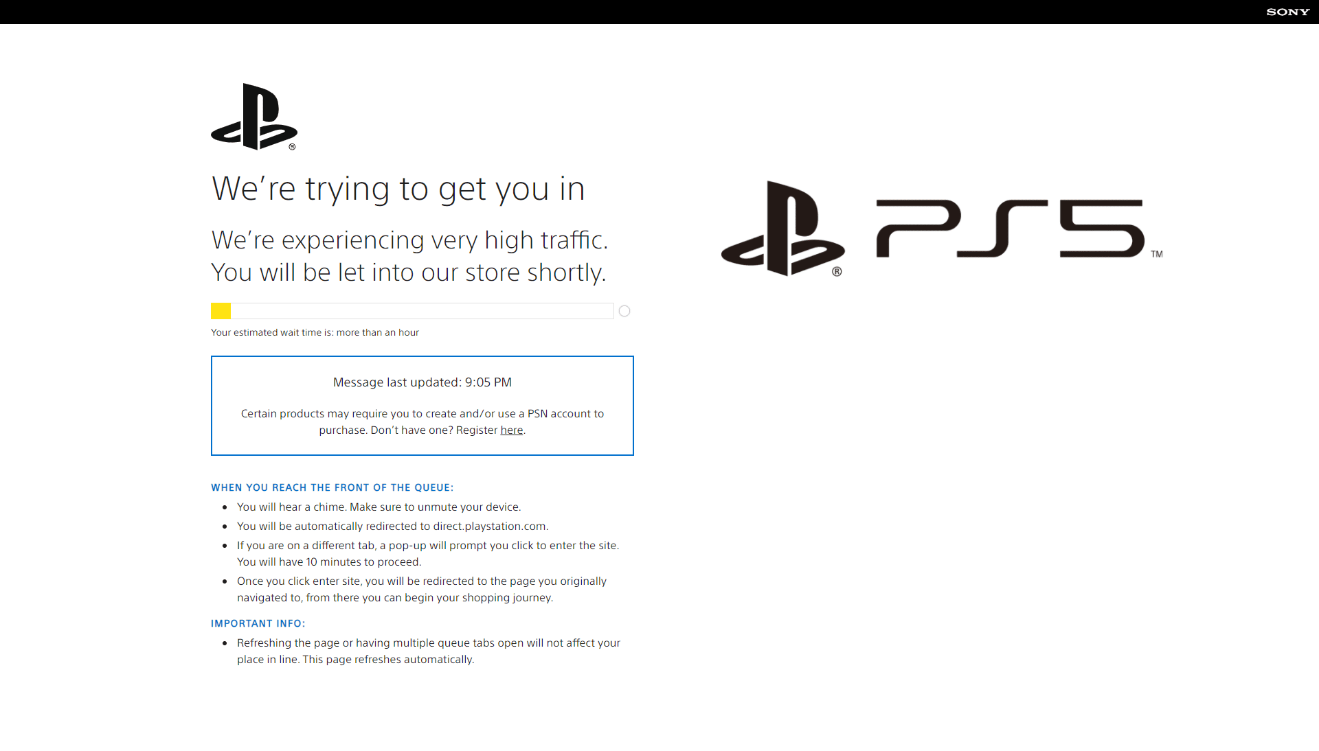 PlayStation Direct Queue
