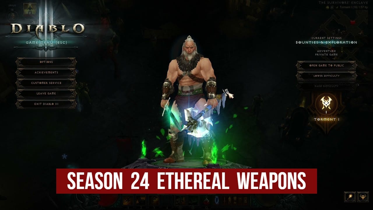 Diablo 3 Season 24 Ethereal Weapons  All Details
