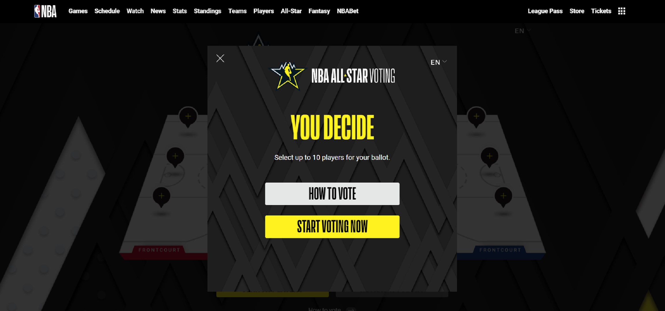 How to vote for All-Star 2023, website