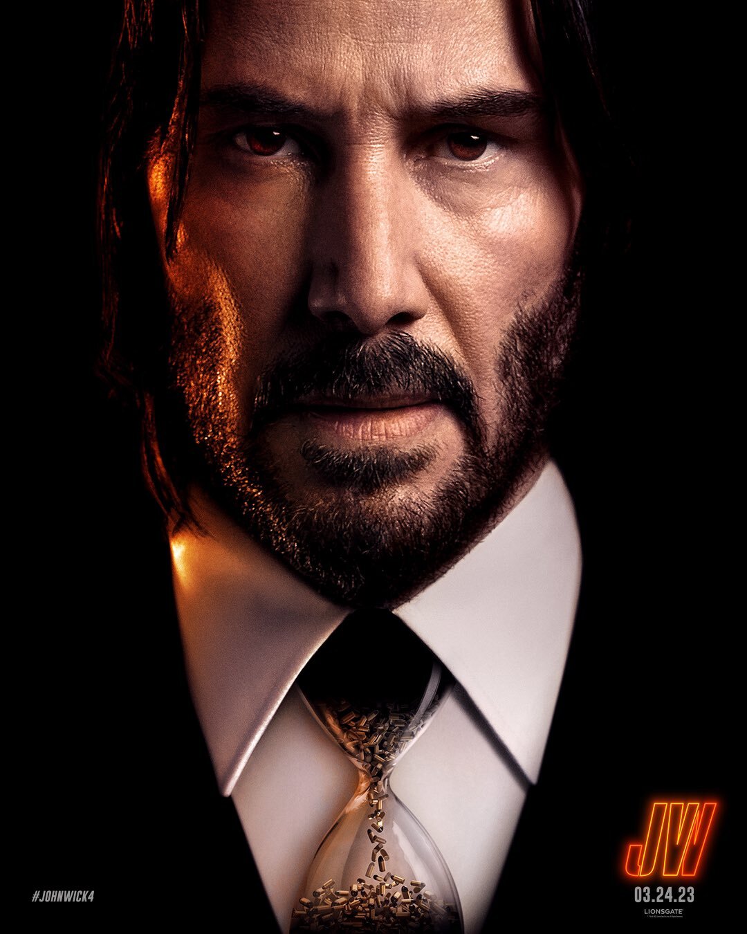 John Wick Chapter 4 movie poster, Keanu Reeves closeup