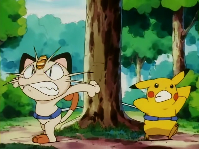 Ash and Pikachu and Meowth?